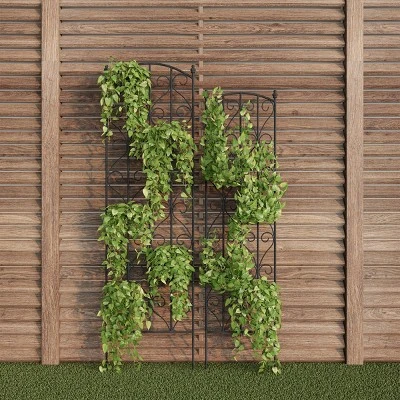Garden Trellis - Set Of 2 Metal Panels With Decorative Scrolls - Fencing For Climbing Vines, Roses, Potted Plants, And Flowers By Pure Garden (Black) 3 Garden Trellis - Set Of 2 Metal Panels With Decorative Scrolls - Fencing For Climbing Vines, Roses, Potted Plants, And Flowers By Pure Garden (Black) - Image 3