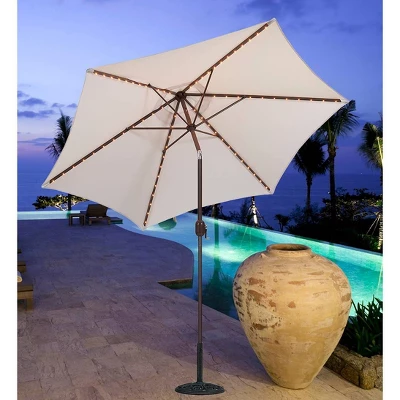9' X 9' Round Lighted Patio Umbrella Cream - Tropishade 2 9' X 9' Round Lighted Patio Umbrella Cream - Tropishade - Image 2