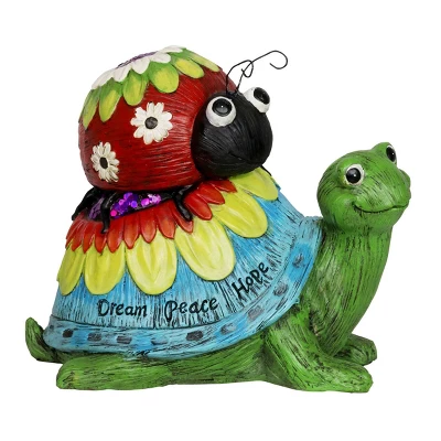 9.25" Resin Garden Turtle And Lady Bug Statue - Exhart 6 9.25" Resin Garden Turtle And Lady Bug Statue - Exhart - Image 6