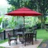Outsunny 9FT 3 Tiers Patio Umbrella Outdoor Market Umbrella With Crank, Push Button Tilt For Deck, Backyard And Lawn