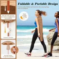 Costway Patio 6FT Tropical Thatched Tiki Beach Umbrella Portable Outdoor Market Tilt -Garden Furniture Store GUEST 0a89a71e 5edf 4c21 8723 1e40c47ae99d