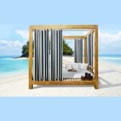 Commonwealth Seascapes Stripes Light Filtering Provide Privacy Satiny Look Grommet Outdoor Panel Pair Black -Garden Furniture Store GUEST 0d3ce26e 0e19 4254 8320 102f024922ef