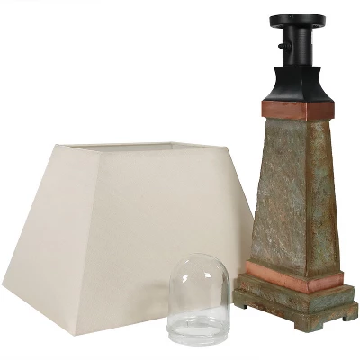 Sunnydaze Decor Sunnydaze Contemporary Natural Slate With Copper Trim And Fabric Cream Shade Accent Indoor/Outdoor Weather-Resistant Table Lamp 9 Sunnydaze Decor Sunnydaze Contemporary Natural Slate With Copper Trim And Fabric Cream Shade Accent Indoor/Outdoor Weather-Resistant Table Lamp - Image 9