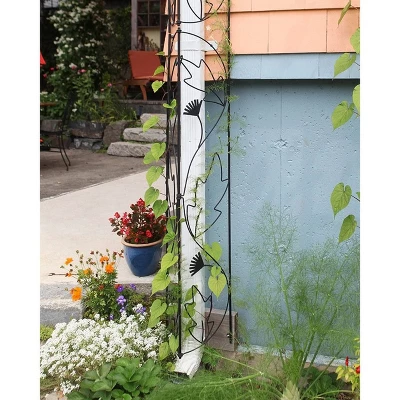 46" Tall Iron Downspout Decorative Garden Trellis Black Powder Coat Finish - Achla Designs 2 46" Tall Iron Downspout Decorative Garden Trellis Black Powder Coat Finish - Achla Designs - Image 2