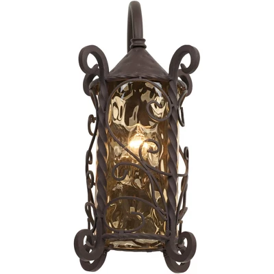 John Timberland Casa Seville Vintage Rustic Outdoor Wall Light Fixture Dark Walnut Scroll 18 1/2" Champagne Hammered Glass For Post Exterior Barn Deck 4 John Timberland Casa Seville Vintage Rustic Outdoor Wall Light Fixture Dark Walnut Scroll 18 1/2" Champagne Hammered Glass For Post Exterior Barn Deck - Image 4