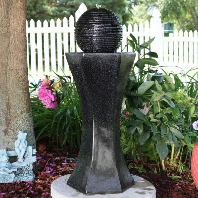 Sunnydaze Decor Sunnydaze Outdoor Polyresin Solar Powered Pedestal And Ball Modern Water Fountain With LED Lights - 31" 1 Sunnydaze Decor Sunnydaze Outdoor Polyresin Solar Powered Pedestal And Ball Modern Water Fountain With LED Lights - 31"