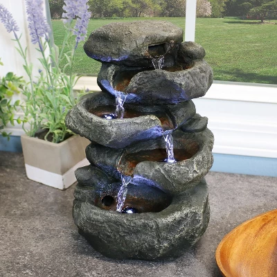 Sunnydaze Decor Sunnydaze Indoor Home Decorative Relaxing Stacked Rocks Tabletop Water Fountain With LED Lights - 10" 1 Sunnydaze Decor Sunnydaze Indoor Home Decorative Relaxing Stacked Rocks Tabletop Water Fountain With LED Lights - 10"