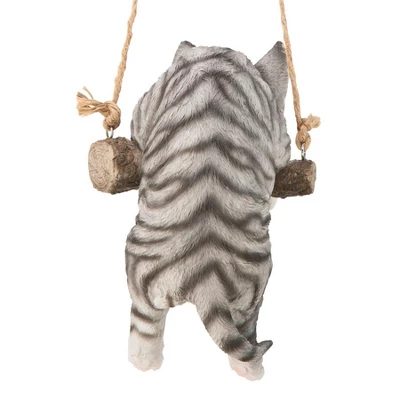 Design Toscano Gray Tabby Kitty On A Perch Hanging Cat Sculpture - Multicolored 3 Design Toscano Gray Tabby Kitty On A Perch Hanging Cat Sculpture - Multicolored - Image 3