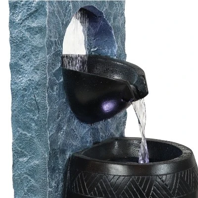 Sunnydaze Decor Sunnydaze Peaceful Rain Electric Outdoor Water Fountain - 31.75" H - Gray And Black 3 Sunnydaze Decor Sunnydaze Peaceful Rain Electric Outdoor Water Fountain - 31.75" H - Gray And Black - Image 3