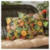 Set Of 2 Jungle Floral Outdoor Square Throw Pillows - Kensington Garden
