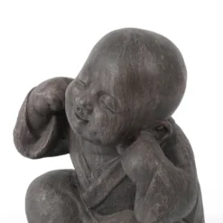 LuxenHome 14.17" Weathered Brown MgO Happy Buddha Monk Garden Statue -Garden Furniture Store GUEST 15aee664 f914 45f7 b48b b1dac7c4bfa7