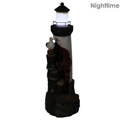 Sunnydaze Decor Sunnydaze 36"H Electric Polyresin Gull's Cove Lighthouse Outdoor Water Fountain With LED Light 5 Sunnydaze Decor Sunnydaze 36"H Electric Polyresin Gull's Cove Lighthouse Outdoor Water Fountain With LED Light - Image 5