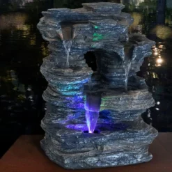 Sunnydaze Decor Sunnydaze Indoor Decorative Five Stream Rock Cavern Tabletop Water Fountain With Multi-Colored LED Lights - 13" -Garden Furniture Store GUEST 166acb48 3aab 4c8e 841d 8bbc10a75fb6