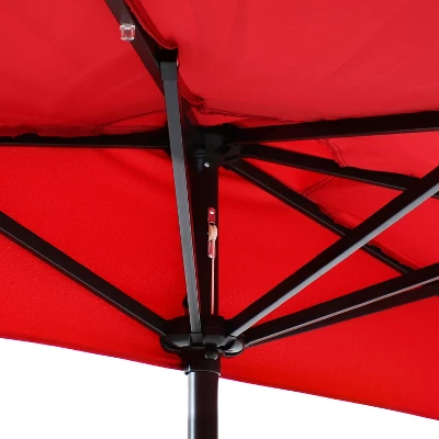 Sunnydaze Decor Sunnydaze Solar Outdoor Half Patio Umbrella With LED Lights And Crank - 9' 3 Sunnydaze Decor Sunnydaze Solar Outdoor Half Patio Umbrella With LED Lights And Crank - 9' - Image 3