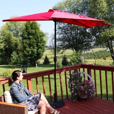 Sunnydaze Decor Sunnydaze Solar Outdoor Half Patio Umbrella With LED Lights And Crank - 9' 10 Sunnydaze Decor Sunnydaze Solar Outdoor Half Patio Umbrella With LED Lights And Crank - 9' - Image 10