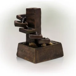 11" Resin Tiered Stone Eternity Tabletop Fountain Brown - Alpine Corporation -Garden Furniture Store GUEST 1b5ca965 4a3a 489b 8604 4f3e1e26a9c3