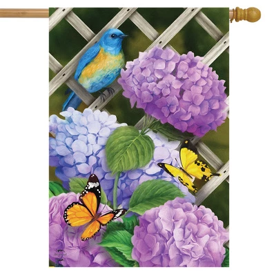 Hydrangea Gathering Spring House Flag Floral 28" X 40" Briarwood Lane 1 Hydrangea Gathering Spring House Flag Floral 28" X 40" Briarwood Lane