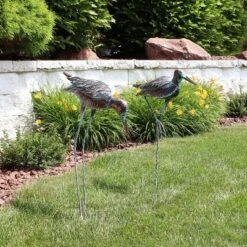 Sunnydaze Decor Sunnydaze Patina Crane Metal Outdoor Detailed Garden Statue - Brown/Blue - 2pc