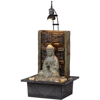 John Timberland Namaste Buddha Zen Waterfall Indoor Tabletop Water Fountain With LED Light 11 1/2" For Table Office Desk Home Bedroom Meditation 2 John Timberland Namaste Buddha Zen Waterfall Indoor Tabletop Water Fountain With LED Light 11 1/2" For Table Office Desk Home Bedroom Meditation - Image 2