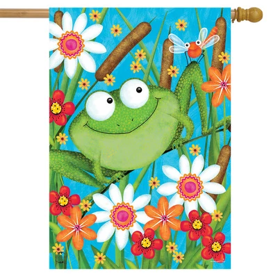 Froggy Fun Summer House Flag Floral 28" X 40" Briarwood Lane 1 Froggy Fun Summer House Flag Floral 28" X 40" Briarwood Lane