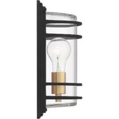 John Timberland Habitat Modern Industrial Outdoor Wall Light Fixture Black Brass 11" Clear Glass For Post Exterior Barn Deck House Porch Yard Patio -Garden Furniture Store GUEST 1dd91487 110a 4e64 bfea a3bf82ad69b1
