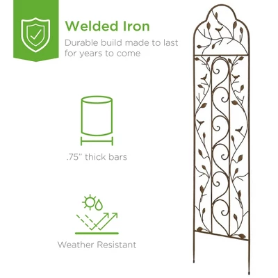 Best Choice Products 60x15in Iron Arched Garden Trellis Fence Panel W/ Branches, Birds For Climbing Plants - Bronze 2 Best Choice Products 60x15in Iron Arched Garden Trellis Fence Panel W/ Branches, Birds For Climbing Plants - Bronze - Image 2