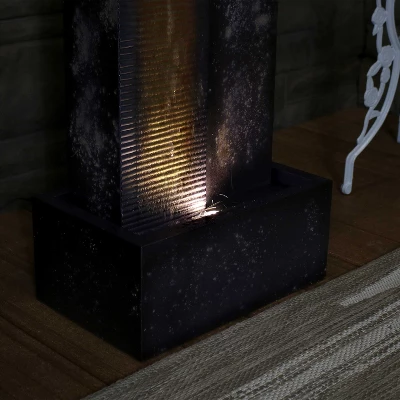 Sunnydaze Decor Sunnydaze 32"H Electric Metal Cascading Tower Outdoor Water Fountain With LED Lights 2 Sunnydaze Decor Sunnydaze 32"H Electric Metal Cascading Tower Outdoor Water Fountain With LED Lights - Image 2