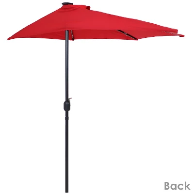 Sunnydaze Decor Sunnydaze Solar Outdoor Half Patio Umbrella With LED Lights And Crank - 9' 1 Sunnydaze Decor Sunnydaze Solar Outdoor Half Patio Umbrella With LED Lights And Crank - 9'