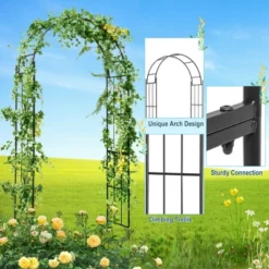 Costway Garden Arch Arbor Trellis Pergola 7.5 Ft Metal Archway For Climbing Plants Party -Garden Furniture Store GUEST 204094d9 9147 4e25 abb4 59aa04c166ce