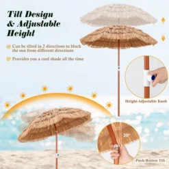 Costway Patio 6FT Tropical Thatched Tiki Beach Umbrella Portable Outdoor Market Tilt -Garden Furniture Store GUEST 20bab8ce f2c1 41b1 b42e 28ece19199f9