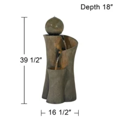 John Timberland Modern Sphere Curve Zen Outdoor Floor Water Fountain 39 1/2" With LED Light For Exterior Garden Yard Lawn -Garden Furniture Store GUEST 22acfbc8 25b8 4f06 a84b acbc281cc421