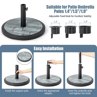 Costway 19'' Patio 35 LBS Round Umbrella Base Stand Holder 1.4''-1.9'' Market Table Outdoor 7 Costway 19'' Patio 35 LBS Round Umbrella Base Stand Holder 1.4''-1.9'' Market Table Outdoor - Image 7