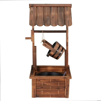 JOMEED Outdoor Decorative Rustic Farmhouse Wooden Wishing Well Water Fountain With Adjustable Flow Rate And 120 Volt Pump, Natural Carbonized Finish 1 JOMEED Outdoor Decorative Rustic Farmhouse Wooden Wishing Well Water Fountain With Adjustable Flow Rate And 120 Volt Pump, Natural Carbonized Finish