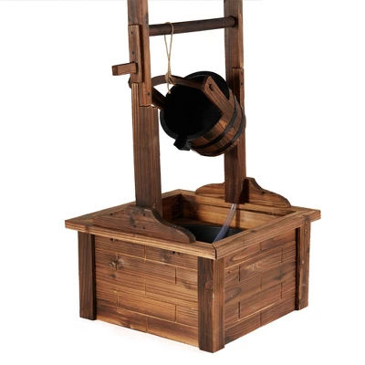 JOMEED Outdoor Decorative Rustic Farmhouse Wooden Wishing Well Water Fountain With Adjustable Flow Rate And 120 Volt Pump, Natural Carbonized Finish 2 JOMEED Outdoor Decorative Rustic Farmhouse Wooden Wishing Well Water Fountain With Adjustable Flow Rate And 120 Volt Pump, Natural Carbonized Finish - Image 2