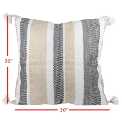 Tan & Black Tick Stripe 30X30 Oversized Filled Outdoor Pillow - Foreside Home & Garden -Garden Furniture Store GUEST 29b76978 fb84 4ad1 930f 7c6ef384cf4f