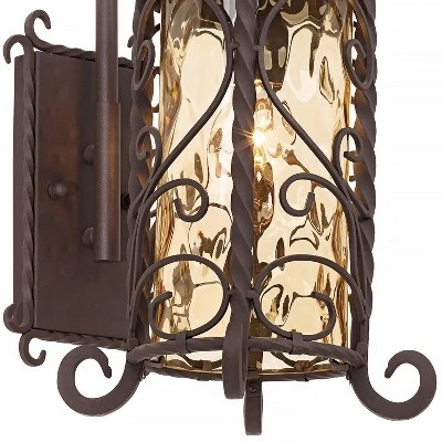 John Timberland Casa Seville Vintage Rustic Outdoor Wall Light Fixture Dark Walnut Scroll 18 1/2" Champagne Hammered Glass For Post Exterior Barn Deck 2 John Timberland Casa Seville Vintage Rustic Outdoor Wall Light Fixture Dark Walnut Scroll 18 1/2" Champagne Hammered Glass For Post Exterior Barn Deck - Image 2