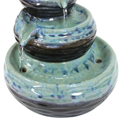 Sunnydaze Decor Sunnydaze Indoor Home Decorative Glazed Ceramic 3-Tiered Modern Textured Bowls Tabletop Water Fountain - 7" 3 Sunnydaze Decor Sunnydaze Indoor Home Decorative Glazed Ceramic 3-Tiered Modern Textured Bowls Tabletop Water Fountain - 7" - Image 3