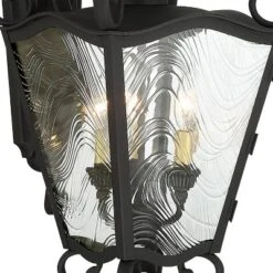 Minka Lavery Vintage Outdoor Wall Light Fixture Coal 3-Light 32 1/4" Clear Textured Glass For Post Exterior Barn Porch Yard Patio