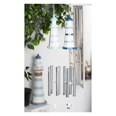 Set Of 2 Coastal Lighthouse Wood Wind Chimes - Olivia & May 1 Set Of 2 Coastal Lighthouse Wood Wind Chimes - Olivia & May