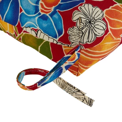 Aloha Red Floral Outdoor Bench Cushion - Kensington Garden 3 Aloha Red Floral Outdoor Bench Cushion - Kensington Garden - Image 3