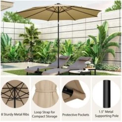 Costway 10 FT 112 LED Solar-Lighted Patio Table Market Umbrella Crank Tilt Outdoor Beige/Coffee/Navy/Wine 20 Costway 10 FT 112 LED Solar-Lighted Patio Table Market Umbrella Crank Tilt Outdoor Beige/Coffee/Navy/Wine -Garden Furniture Store GUEST 2d8e8009 8c78 4535 9f01 421ad214c171