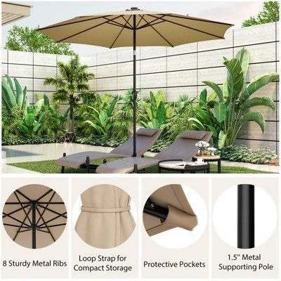 Costway 10 FT 112 LED Solar-Lighted Patio Table Market Umbrella Crank Tilt Outdoor Beige/Coffee/Navy/Wine 8 Costway 10 FT 112 LED Solar-Lighted Patio Table Market Umbrella Crank Tilt Outdoor Beige/Coffee/Navy/Wine - Image 8