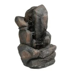 Sunnydaze Decor Sunnydaze Outdoor Solar Powered Rock Falls Water Fountain With Battery Backup, Submersible Pump, And LED Lights - 22" -Garden Furniture Store GUEST 305d3265 16c0 442a b6b2 2f2e11015296