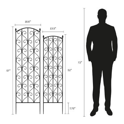 Garden Trellis - Set Of 2 Metal Panels With Decorative Scrolls - Fencing For Climbing Vines, Roses, Potted Plants, And Flowers By Pure Garden (Black) 1 Garden Trellis - Set Of 2 Metal Panels With Decorative Scrolls - Fencing For Climbing Vines, Roses, Potted Plants, And Flowers By Pure Garden (Black)