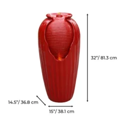 Teamson Home Indoor/Outdoor Contemporary Vase Water Fountain With LED Lights, Red -Garden Furniture Store GUEST 3386a520 4f2c 4549 8fb1 ac0273d2eac2