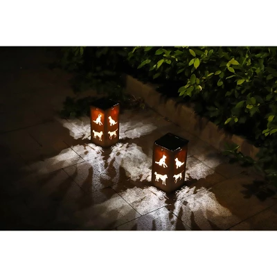 Techko Maid LED Solar 10.8" Portable Dog Cut Out Decorative Outdoor Lantern Clear 9 Techko Maid LED Solar 10.8" Portable Dog Cut Out Decorative Outdoor Lantern Clear - Image 9