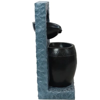Sunnydaze Decor Sunnydaze Peaceful Rain Electric Outdoor Water Fountain - 31.75" H - Gray And Black 9 Sunnydaze Decor Sunnydaze Peaceful Rain Electric Outdoor Water Fountain - 31.75" H - Gray And Black - Image 9