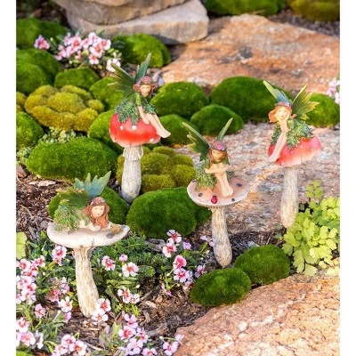 Wind & Weather Fairies On Mushrooms Garden Stakes, Set Of 4 2 Wind & Weather Fairies On Mushrooms Garden Stakes, Set Of 4 - Image 2