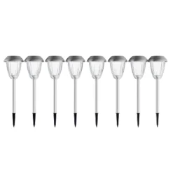 Nature Spring Stainless Steel Solar Path Lights - 16", Gunmetal Finish, Set Of 8 -Garden Furniture Store GUEST 3658c1bf 5225 4935 9c06 c41f0587d76d