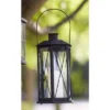 Melrose 14.5" Black Cottage Style Glass Lantern With LED Flameless Pillar Candle